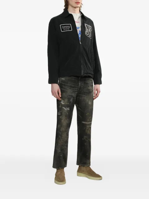 Neighborhood logo-patch zip-fastening jacket