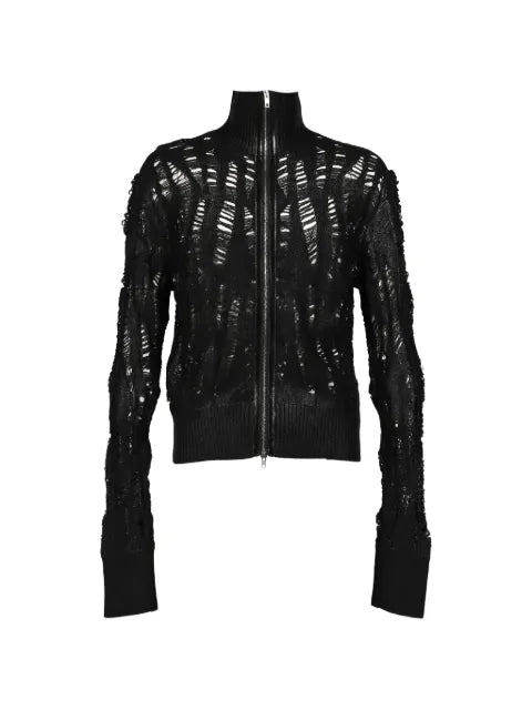 FILTH distressed zip-up cardigan