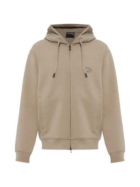 Emporio Armani logo-embroidered zip-up hoodie