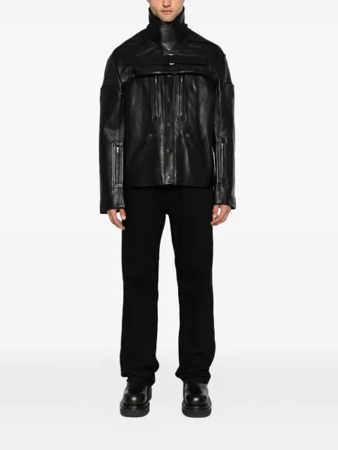 Rick Owens multi-panelled layered leather jacket