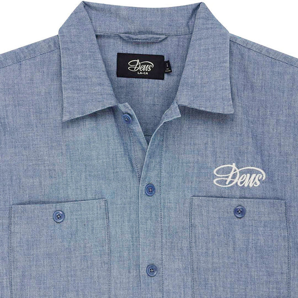 Deus Forecourt Chambray Shirt: Mid Indigo