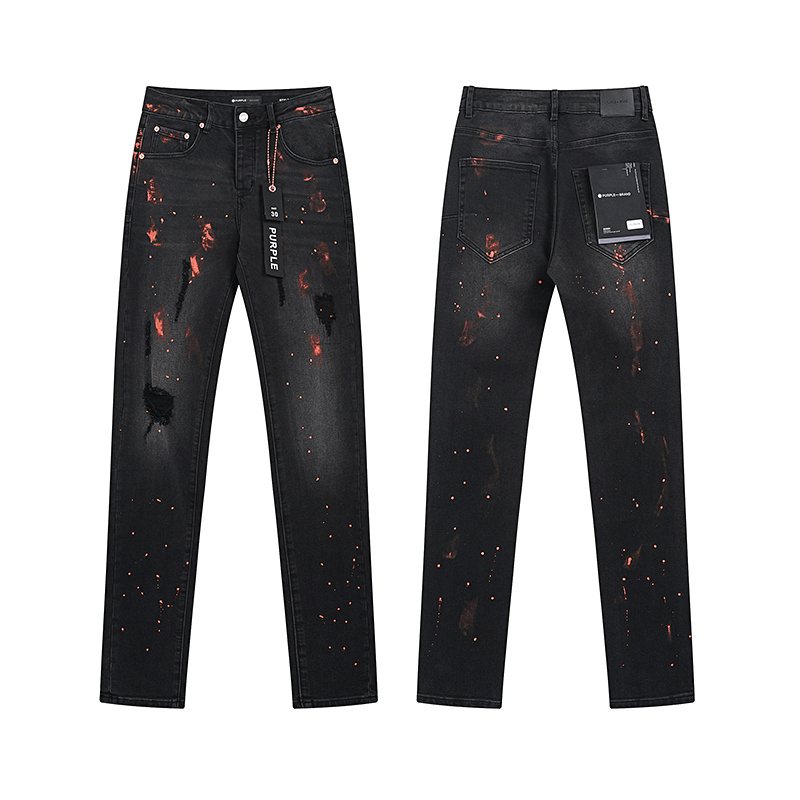 Purple Brand Black Paint-Splatter Distressed Jeans