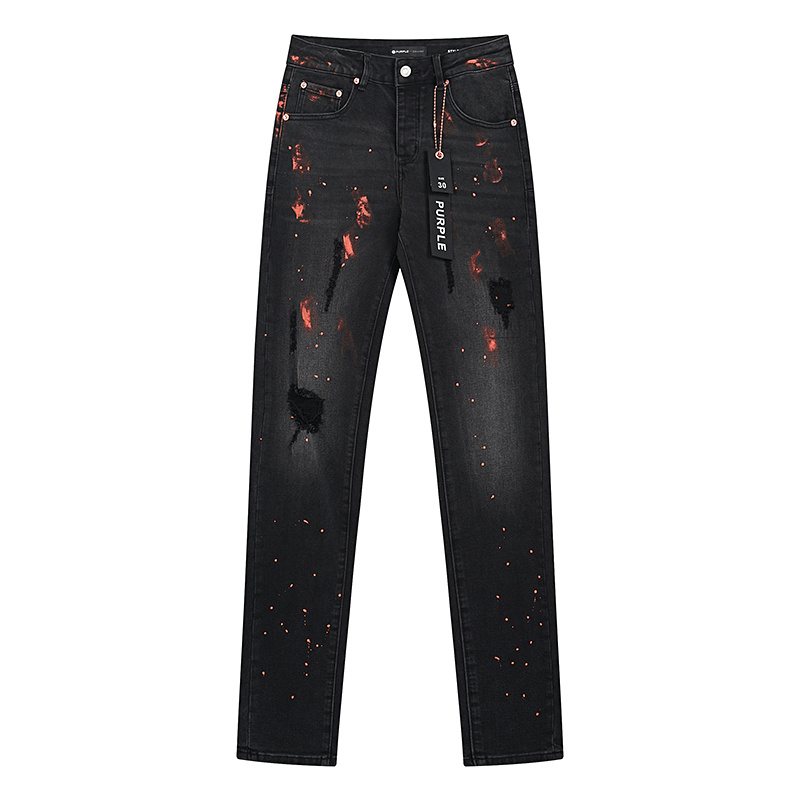 Purple Brand Black Paint-Splatter Distressed Jeans