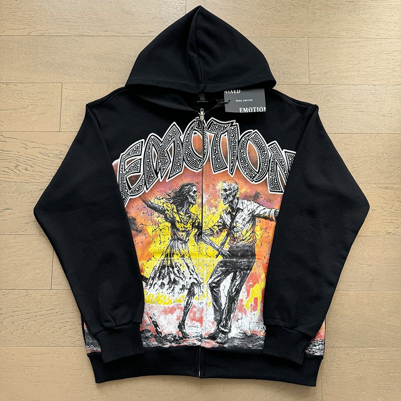 MIXED EMOTION Dancing Figure Zip-Up Hoodie