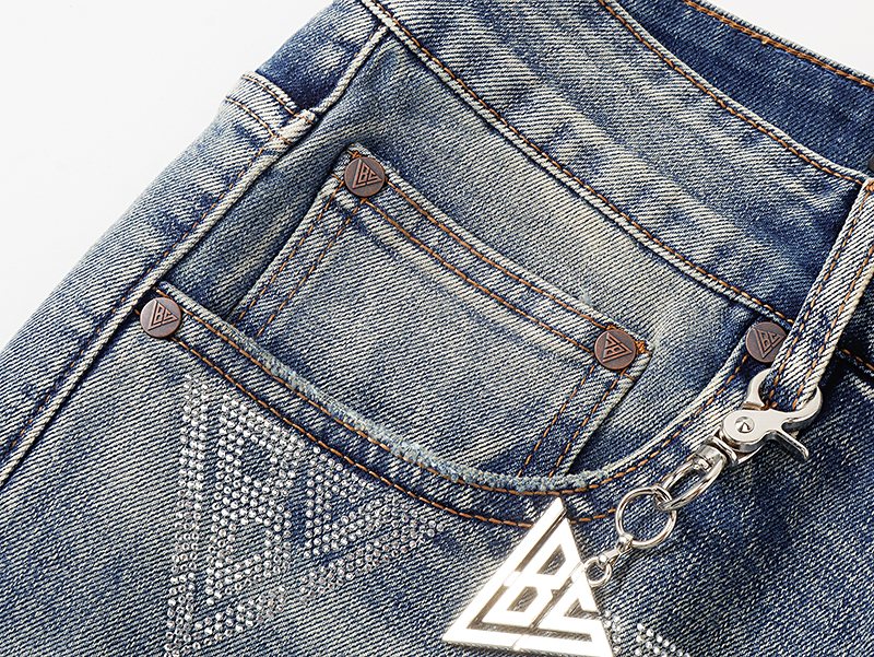 VALABASAS Triangle Motif Washed Denim Jeans