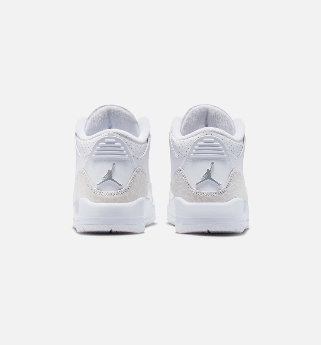 Air Jordan 3 Retro White and Silver | Preschool Lifestyle Shoe | White/Metallic Silver