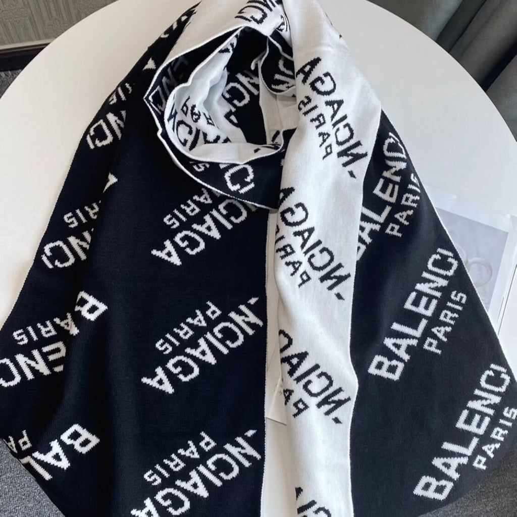 Balenciaga Black & White Knit Scarf