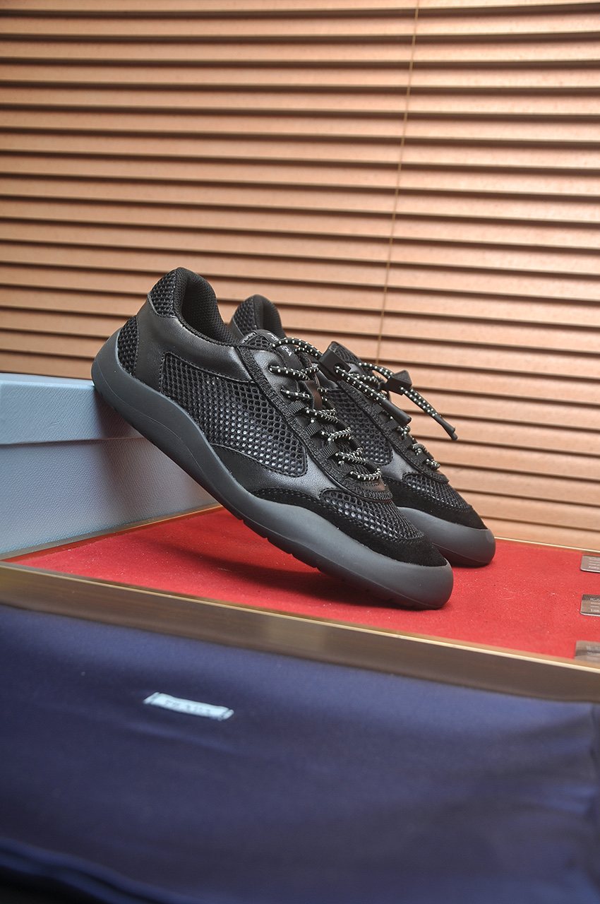 Prada Mesh Panel Low-Top Sneakers - Padded Collar