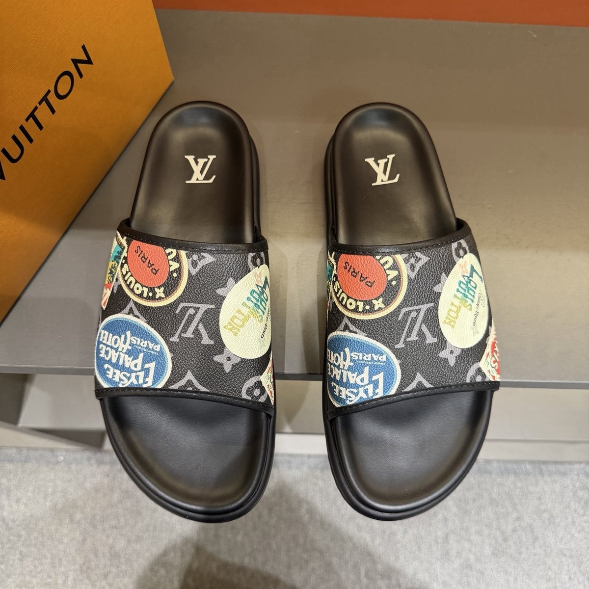Louis Vuitton Graphic Strap Slide Sandals - Slip-On Construction
