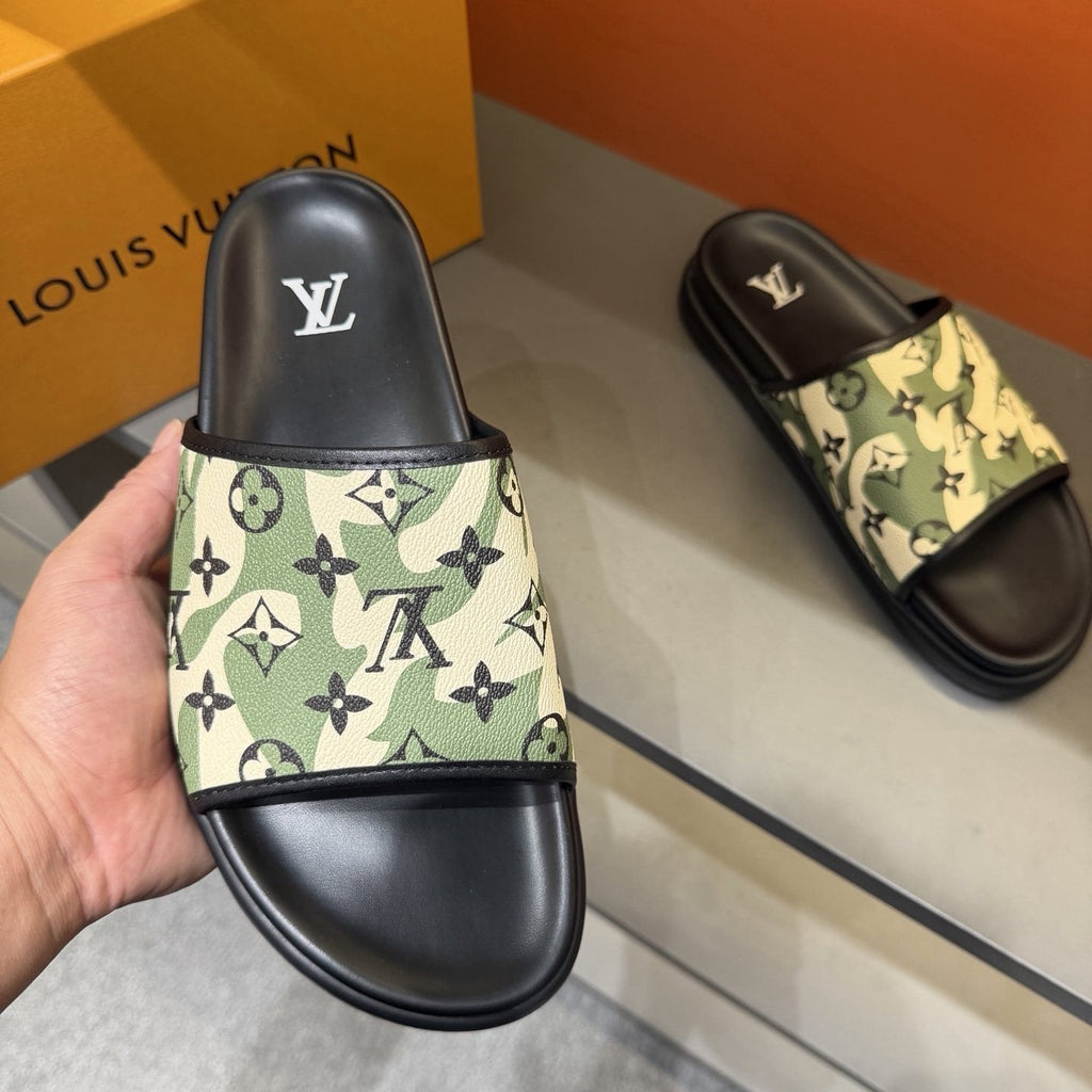 Louis Vuitton Graphic Strap Slide Sandals - Slip-On Construction