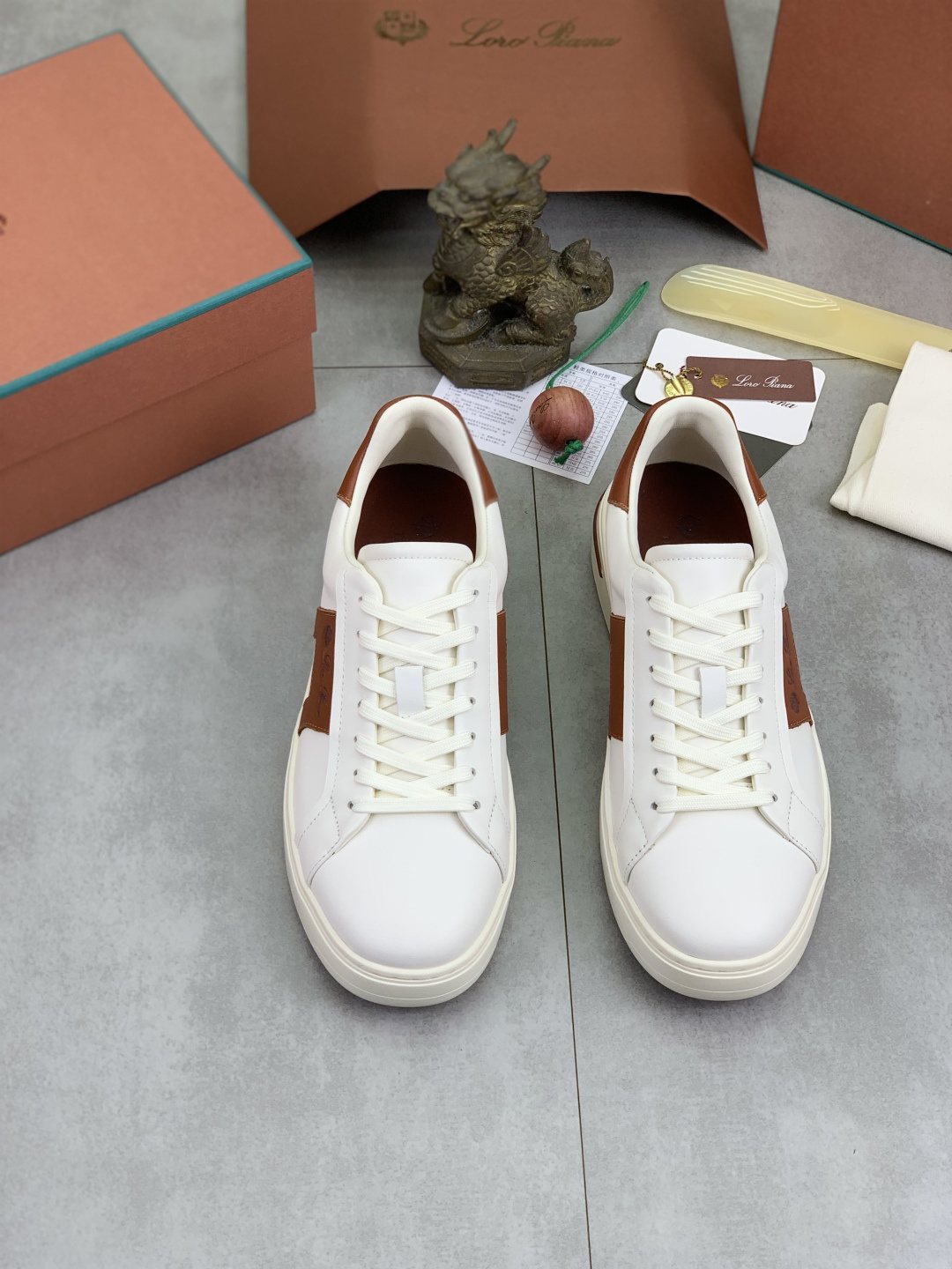 Loro Piana Black and Brown Low-Top Sneakers