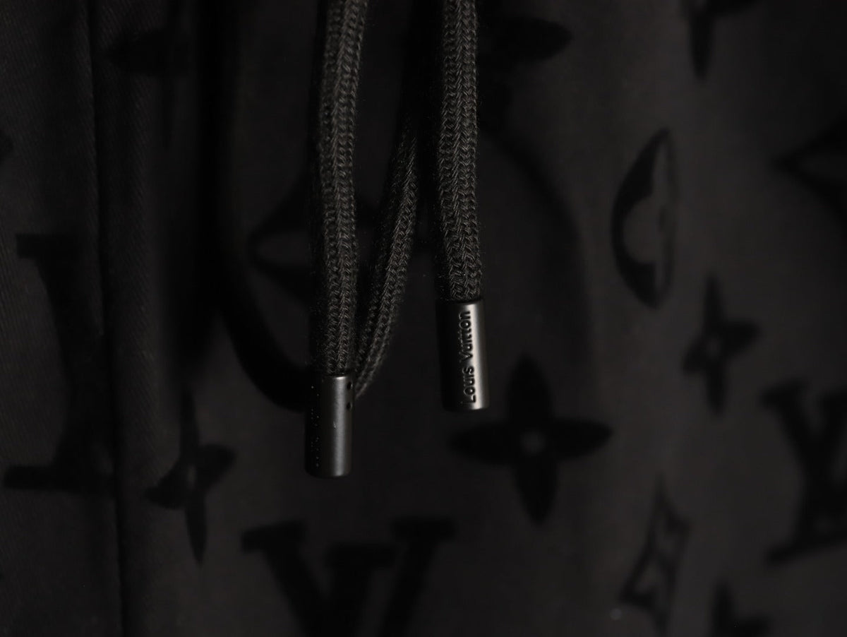 Louis Vuitton Tonal Monogram-Style Drawstring Shorts - Black